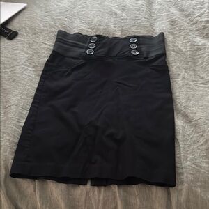 Matty M Black Buttoned Pencil Skirt